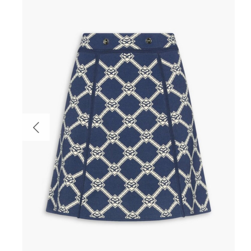 Ultra Rare Sandro Madere Logo Pattern A-line knitted skirt with jacquard - Picture 7 of 8
